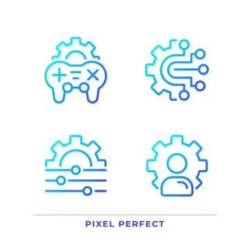 Personal settings pixel perfect gradient linear vector icons set Stock Illustration
