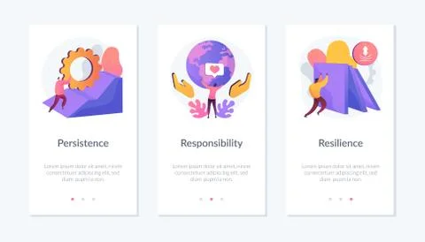 Personal skills development app interface template. Illustrazione stock