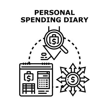 Personal spending diary for budget and finance planning Stock Illustration