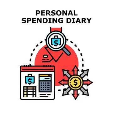Personal spending diary for budget and finance planning Stock Illustration