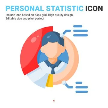 Personal statistic icon vector with flat color style isolated Illustrazione stock