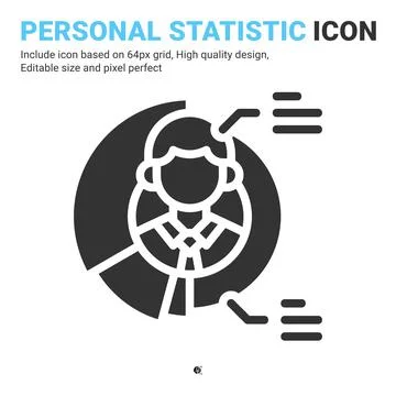Personal statistic icon vector with glyph style isolated on white background Stock Illustration