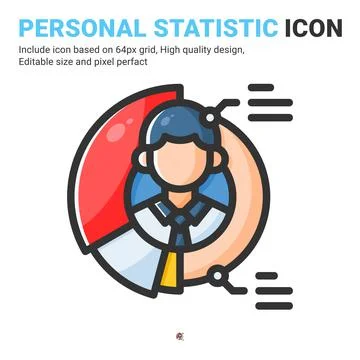 Personal statistic icon vector with outline color style isolated 스톡 일러스트
