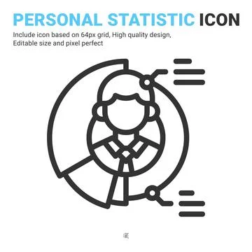 Personal statistic icon vector with outline style isolated on white background Stock Illustration