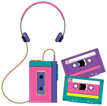 Personal stereo cassette player isolated Stock Illustration