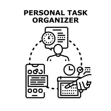 Personal task organizer app system planning tasks Stock Illustration