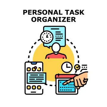 Personal task organizer app system planning tasks Illustration