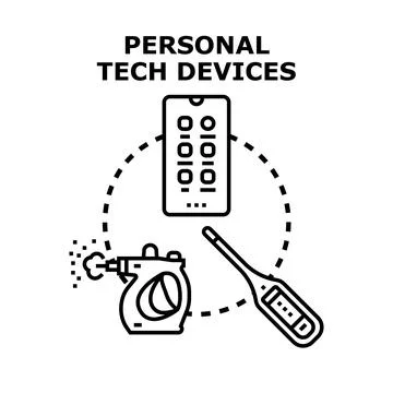 Personal tech devices for hygiene and communication concept Stock Illustration