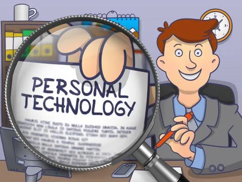 Personal Technology through Lens. Doodle Design Stock Illustration