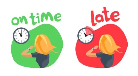 Personal Time Management Being On Time and Late Stock Illustration