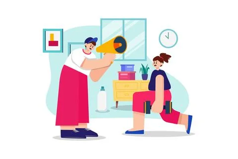 Personal Trainer Illustration concept on white background Illustrazione stock