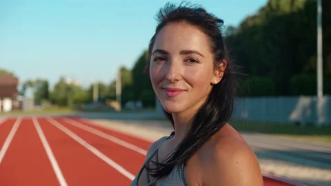 Personal trainer looking at camera standing in outdoor Stock Footage 161401662