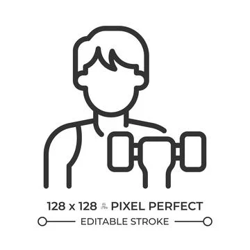 Personal trainer pixel perfect line icon Ilustración de archivo