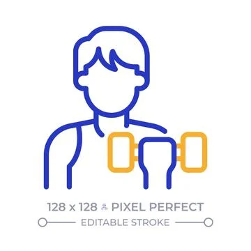 Personal trainer pixel perfect two color line icon Stock Illustration