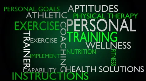 Personal training &amp; instructions word cloud - green variant Stock Footage 61174519