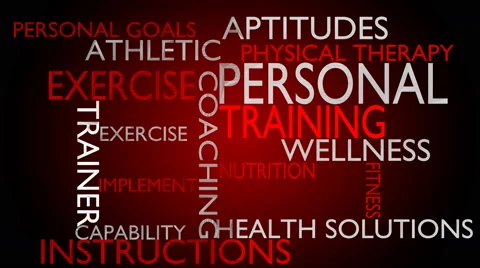 Personal training &amp; instructions word cloud - red variant Video stock 61175895