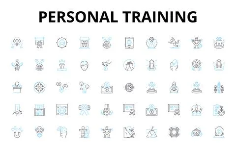 Personal training linear icons set. Fitness, Exercise, Strength, Endurance Stock Illustration