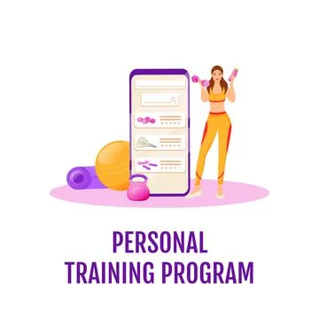 Personal training program flat concept vector illustration Illustrazione stock