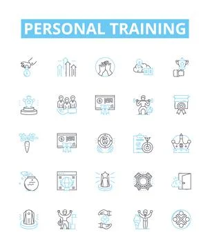 Personal training vector line icons set. Personal, Training, Fitness, Exercise Stock Illustration