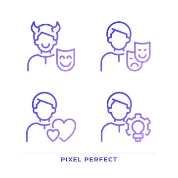 Personal traits pixel perfect gradient linear vector icons set イラスト素材