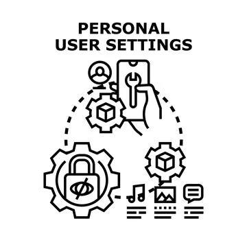 Personal user settings managing digital privacy and interface customization 스톡 일러스트