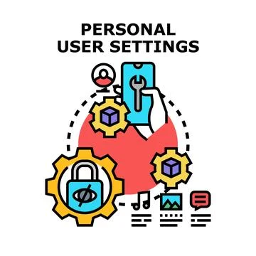 Personal user settings managing digital privacy and interface customization Stock Illustration