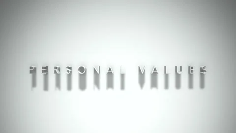 PERSONAL VALUES 3D title animation with shadows on a white background Stock Footage 296787401