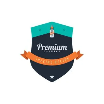 Personal vaporizer e-cigarette e-juice liquid label badge Stock Illustration