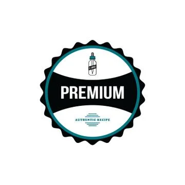 Personal vaporizer e-cigarette e-juice liquid label badge set Illustrazione stock