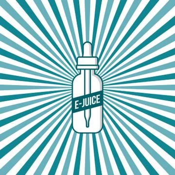 Personal vaporizer e-cigarette e-juice liquid retro sunburst Ilustração Stock