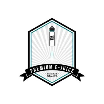 Personal vaporizer e-cigarette e-juice liquid label badge Stock Illustration