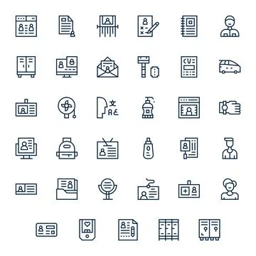 Personal Vector Icon Repository containing 35 Regular Line High Resolution .. Stock Illustration