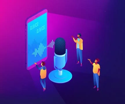 Personal voice assistant isometric 3D concept illustration. Stock Illustration