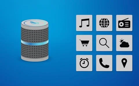 Personal voice assistant speaker technology Stock Illustration