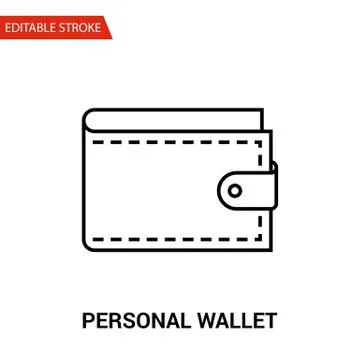 Personal Wallet Icon. Thin Line Vector Illustration Stock Illustration