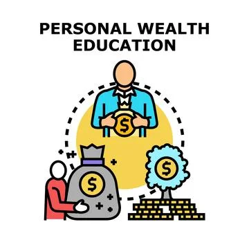 Personal wealth education developing financial literacy Stock Illustration