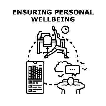 Personal wellbeing ensuring physical and mental health Ilustración de archivo