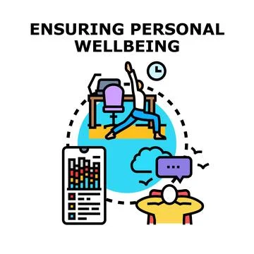Personal wellbeing ensuring physical and mental health Ilustración de archivo