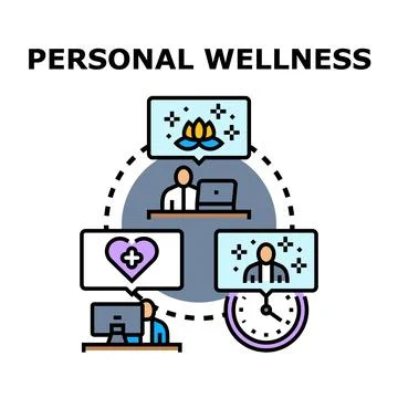 Personal wellness concept exploring physical mental spiritual health Stock Illustration