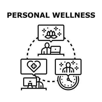 Personal wellness concept exploring physical mental spiritual health Stock Illustration