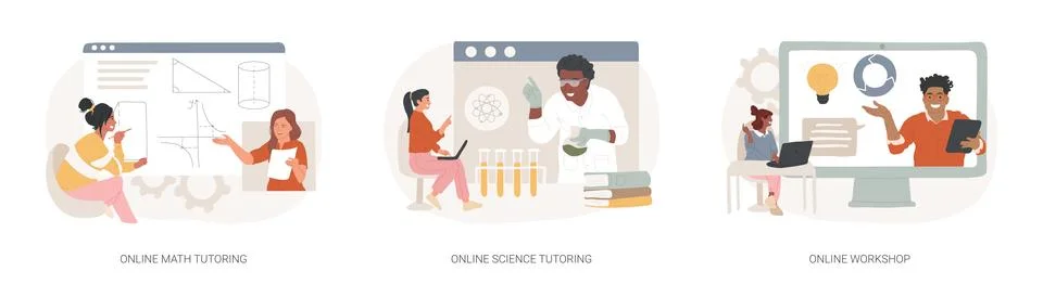 Personalised learning isolated concept vector illustration set. Stock Illustration