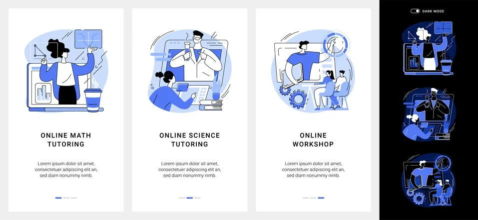 Personalised learning mobile app UI kit. Stock Illustration