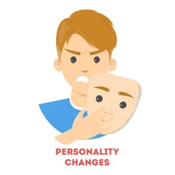Personality changes concept. Man hide the emotion Stock Illustration