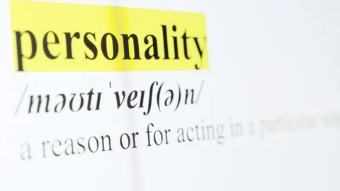 Personality Text Macro Shot Highlighted in Yellow Color On Computer Screen Stock Footage 123224387
