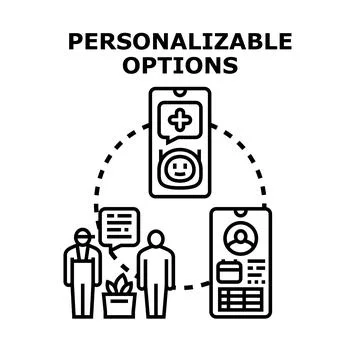 Personalizable options for user experience and service Stock Illustration