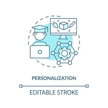 Personalization in AI education concept editable icon Illustrazione stock