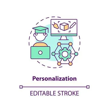 Personalization in AI education concept icon Stock Illustration
