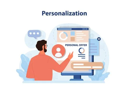 Personalization. Customization of client experience software. Social media Stock Illustration