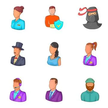 Personalization icons set, cartoon style Stock Illustration