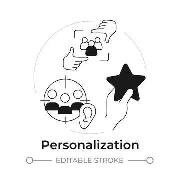 Personalization modern flat line concept icon Stock Illustration